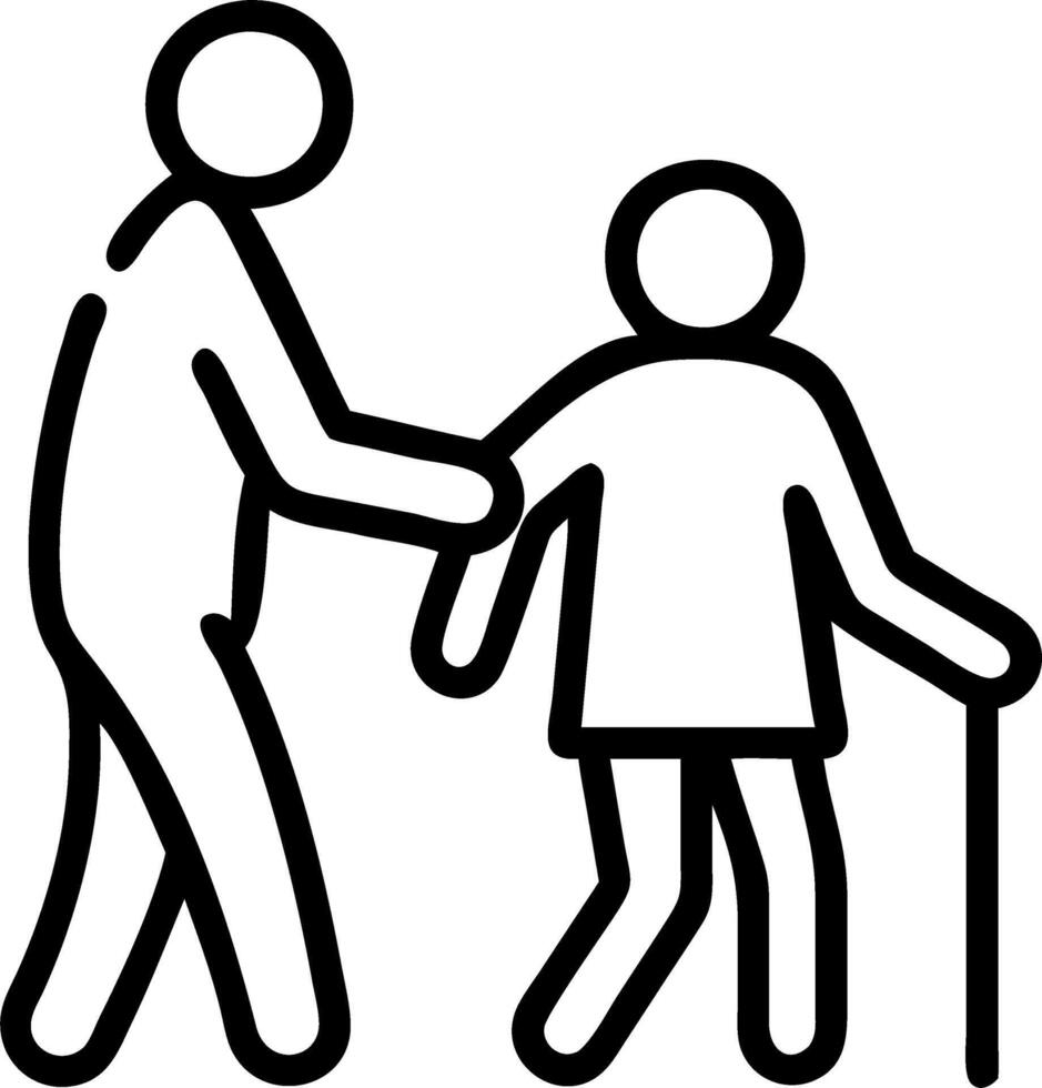 Candid shot of a caregiver and elderly person enjoying a walk together concept as A candid photo of a caregiver and elderly person taking a walk outdoors. The image emphasizes mobi vector