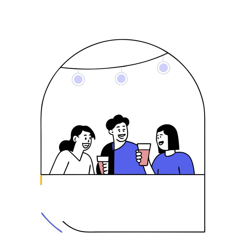 Candid Friends Laughing Over Drinks Capturing Joyful Moments vector