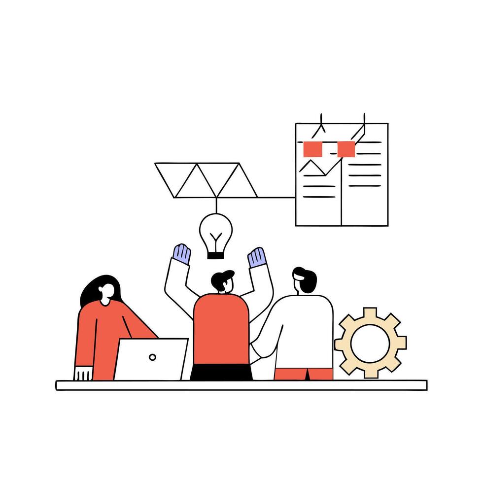 Candid Capture of Teamwork Employees Collaborating on a Project for Success in Stock Photography vector