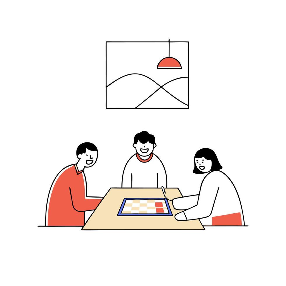 Candid Family Bonding Joyful Moments Playing Board Games Together at Home Stock Photo vector