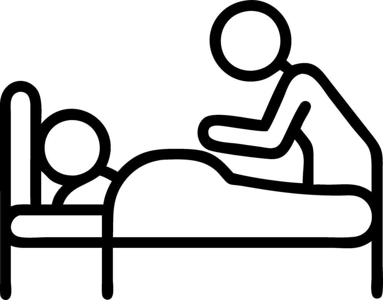 Candid Caregiver Tucking Child into Bed A Heartwarming Nighttime Routine Captured in Stock Photo for Family Caregiving and Child Care Messaging vector