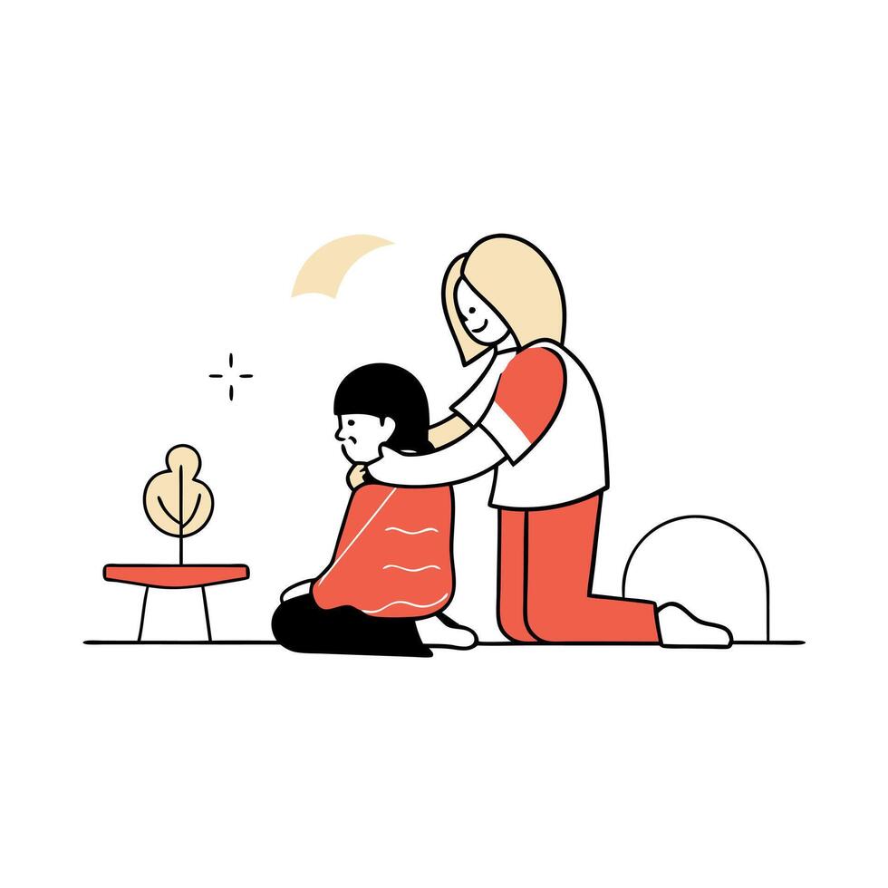 Candid Caregiver Supporting a Child with Special Needs A Heartwarming Photo Stock Concept Showcasing Patience, Care, and Love in a Nurturing Environment vector