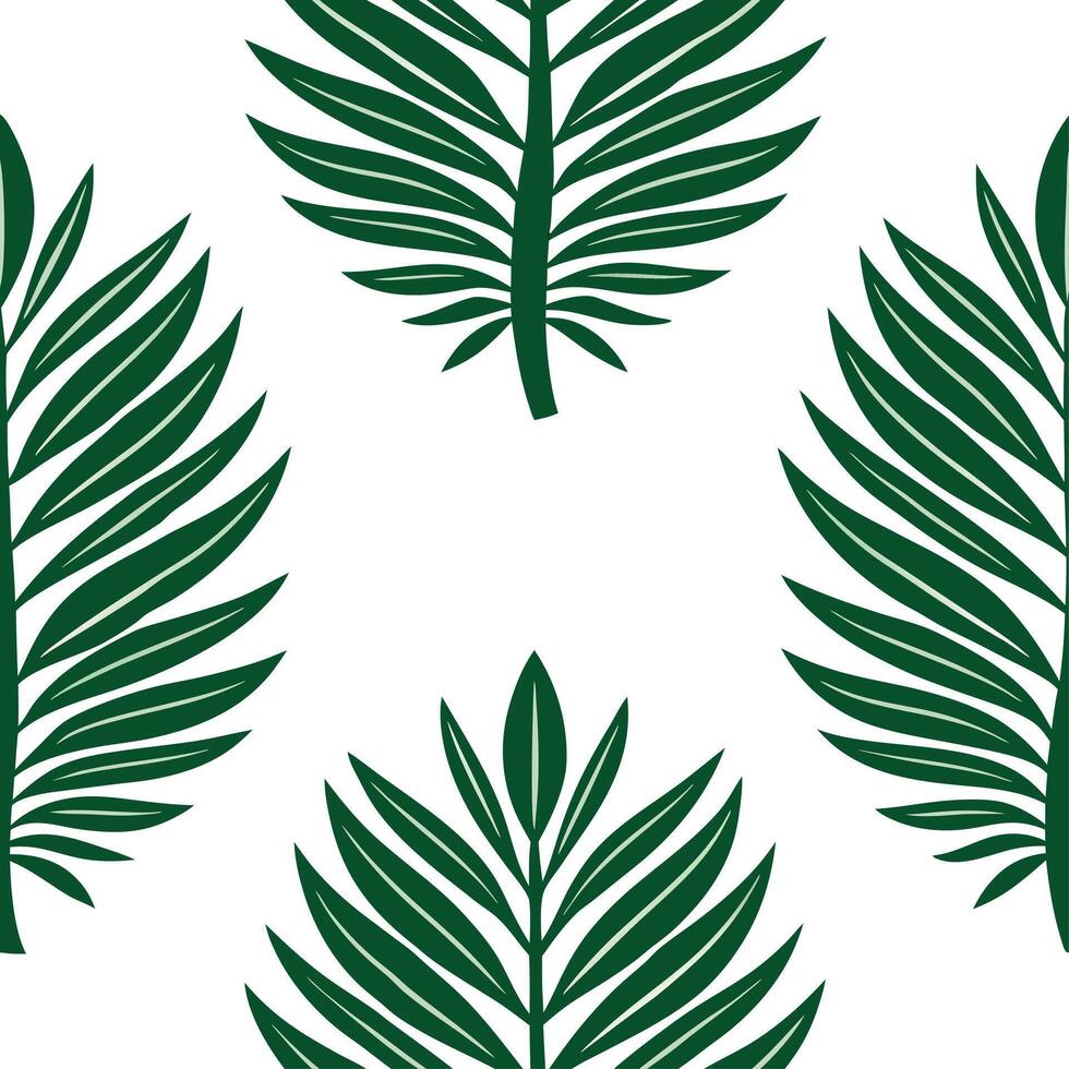 Botanical Tropical Leaves Seamless Tile Pattern Detailed Palm Banana Leaves on White Background for Lush Interiors Perfect for Photo Stock Concepts with Space vector