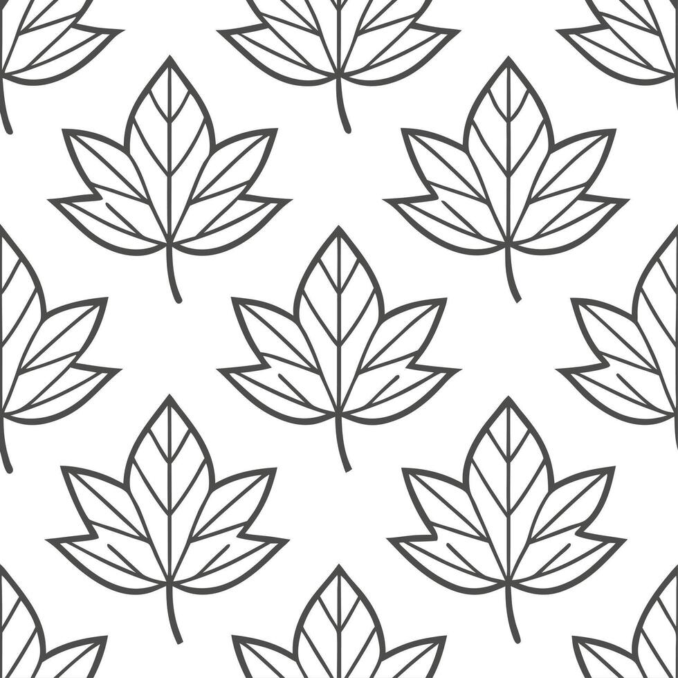Detailed Leaf Drawings in Monochromatic Palette Botanical Illustration Seamless Tile Pattern for Elegant Spaces Perfect for Photo Stock Concepts with Left Side Empty Space vector