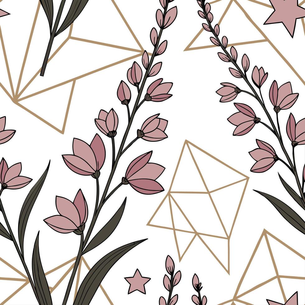 Detailed Botanical Heather Seamless Pattern with Lush Green Stems on White Background Perfect for Natural Themed Designs in Photo Stock with Space for Customization vector