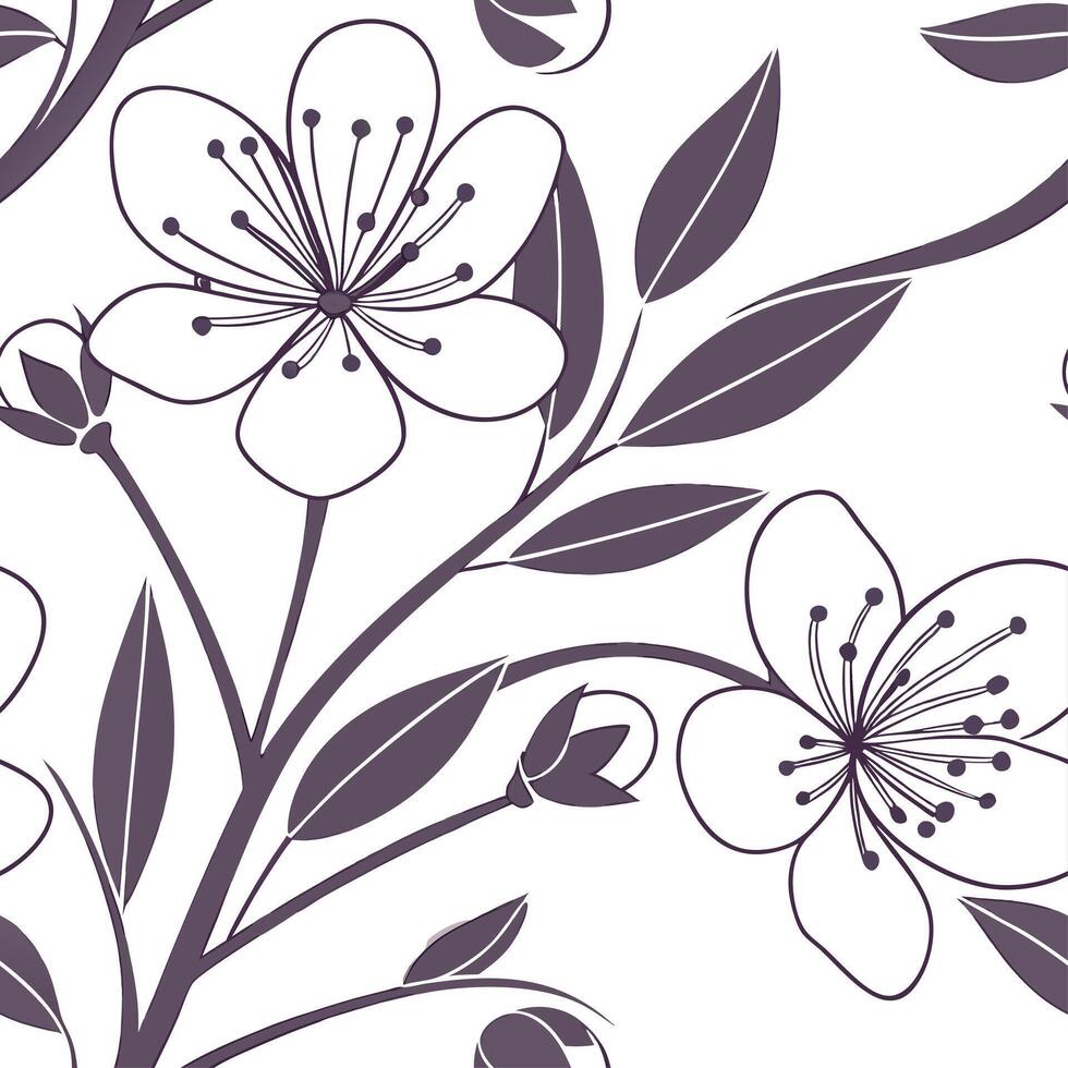 Detailed Botanical Heather Seamless Pattern Lush Green Stems and Petals on White Background for Natural Themed Designs Perfect for Photo Stock with Left Space vector