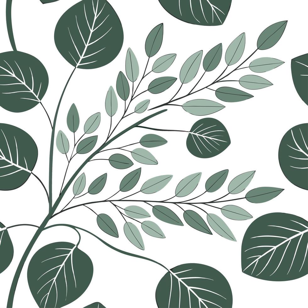 Eucalyptus Seamless Tile Pattern for Serene Botanical Spaces 1 vector