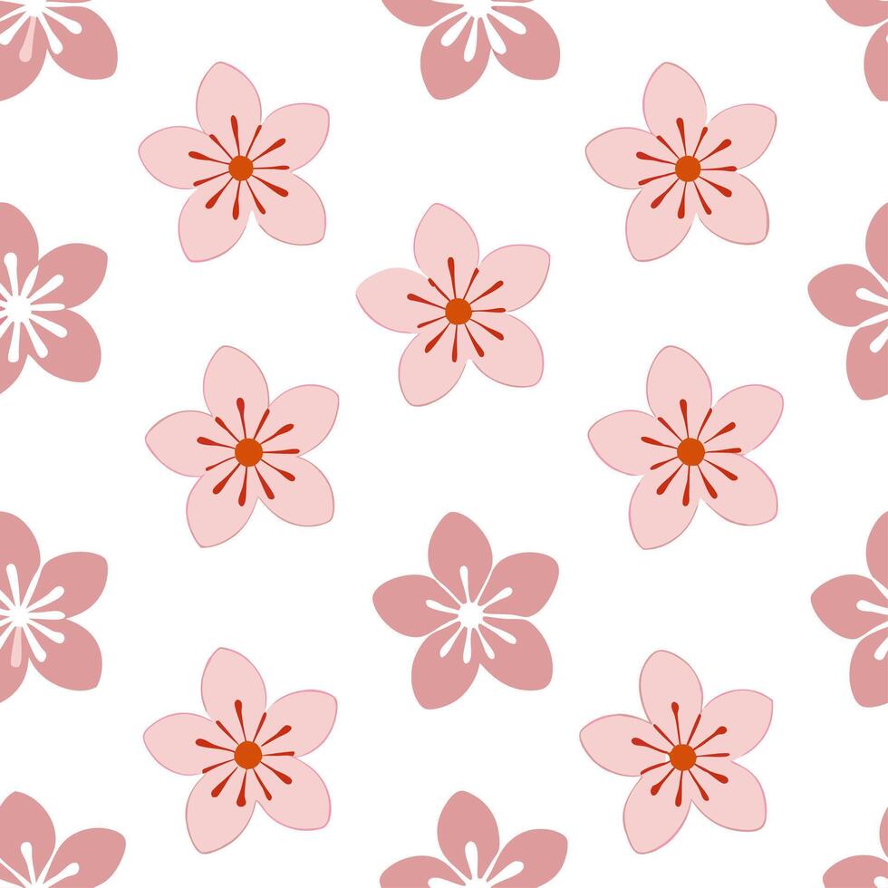 Seamless Cherry Blossom Tile Pattern for Serene Botanical Spaces vector