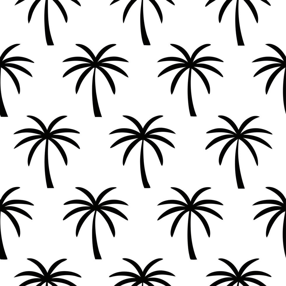 Bold Palm Tree Silhouettes Seamless Pattern on White Background Perfect for Graphic Tees, Fashion Accessories, and Branding Concepts with Striking Design and Empty Space for Cust vector