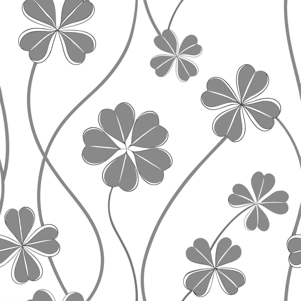 Intricate Black and White Buttercup Seamless Pattern with Bold Linework on White Background Perfect for Contemporary Designs in Photo Stock with Empty Space on the Left Side vector