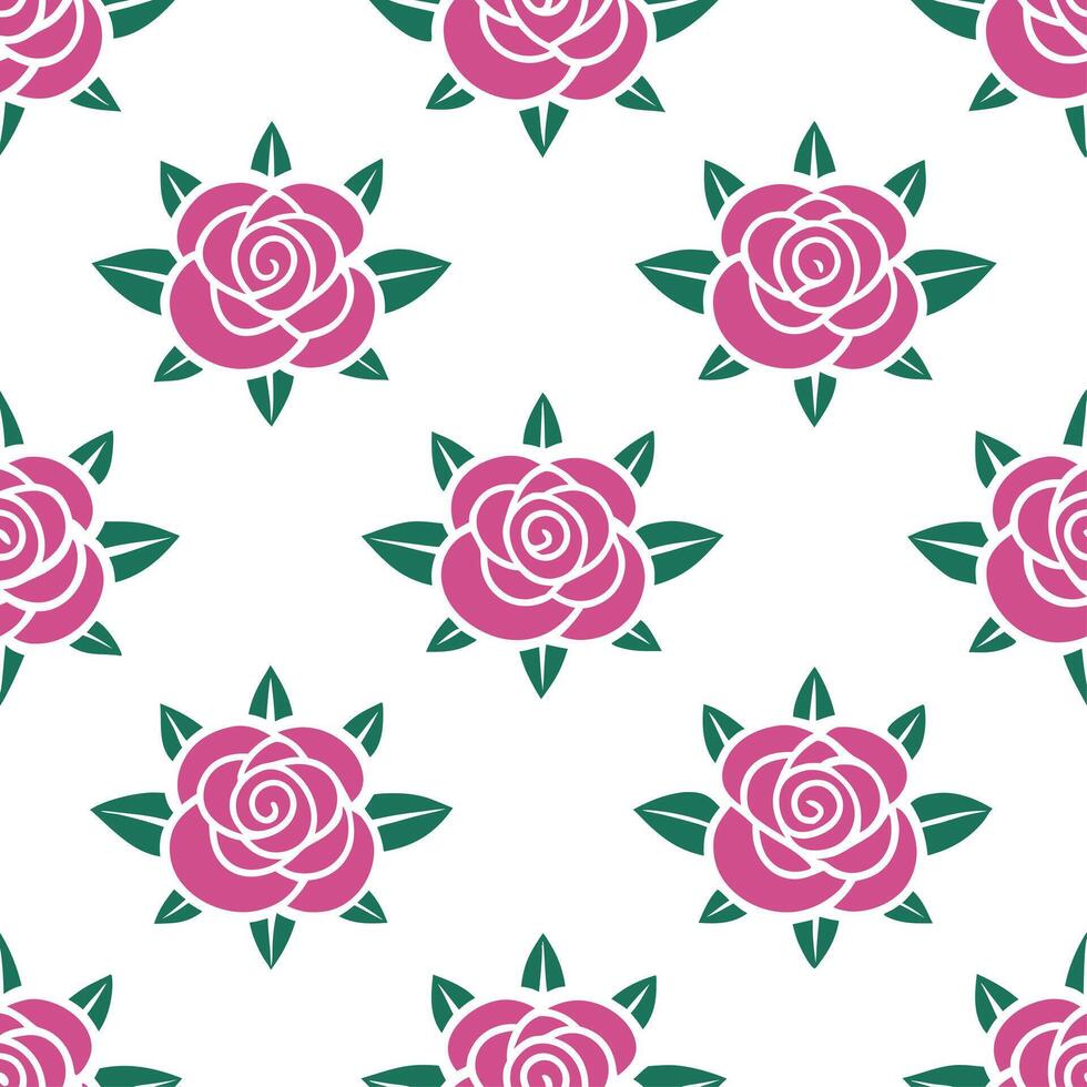 Bohemian rose seamless tile pattern with lush pink roses and intricate details on a white background ideal for eclectic spaces vector