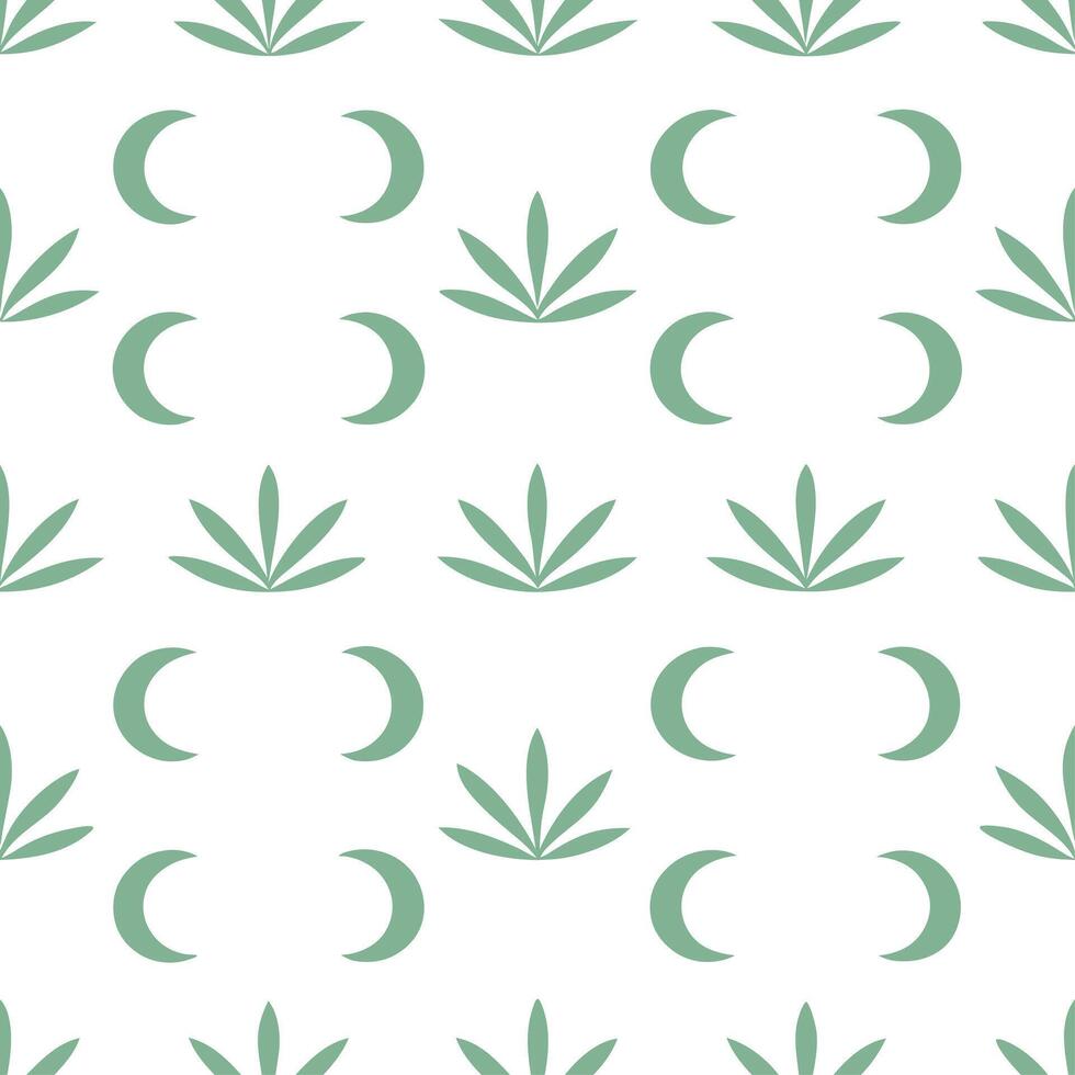 Bamboo and moons seamless pattern dreamy isolated white background ideal for mystical textiles branding packaging vector