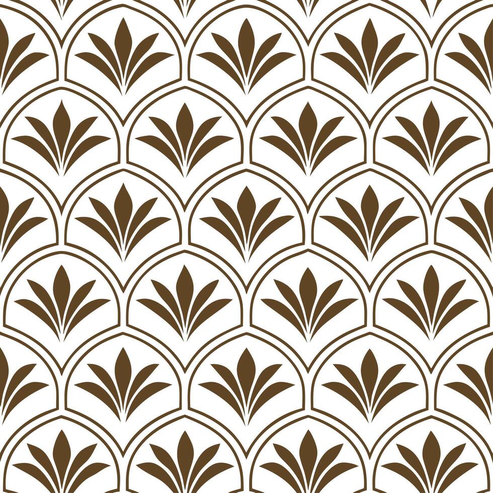 Art deco geranium seamless pattern with metallic accents and geometric elements on white vector