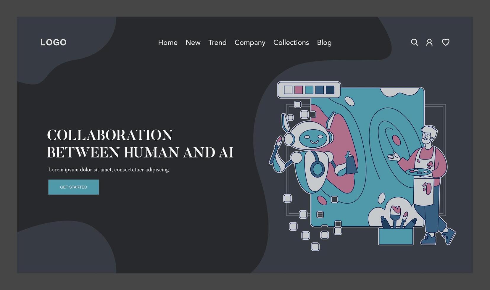 Automation In Creativity. Flat Illustration vector