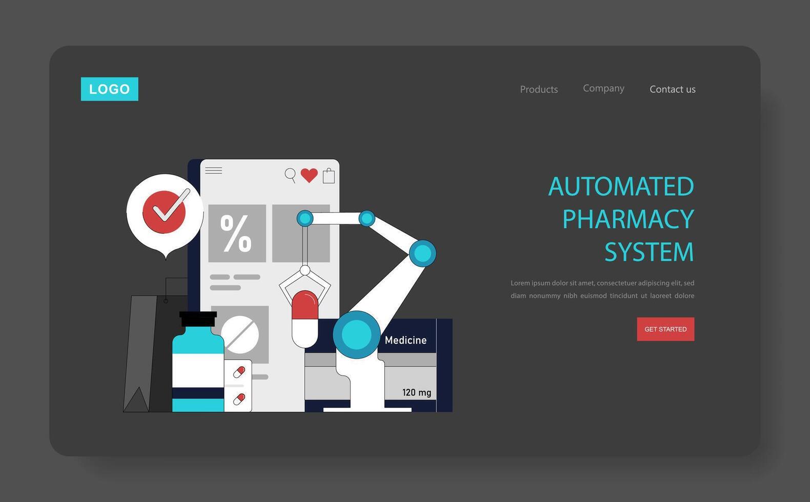 Automation In Healthcare. Flat Illustration vector