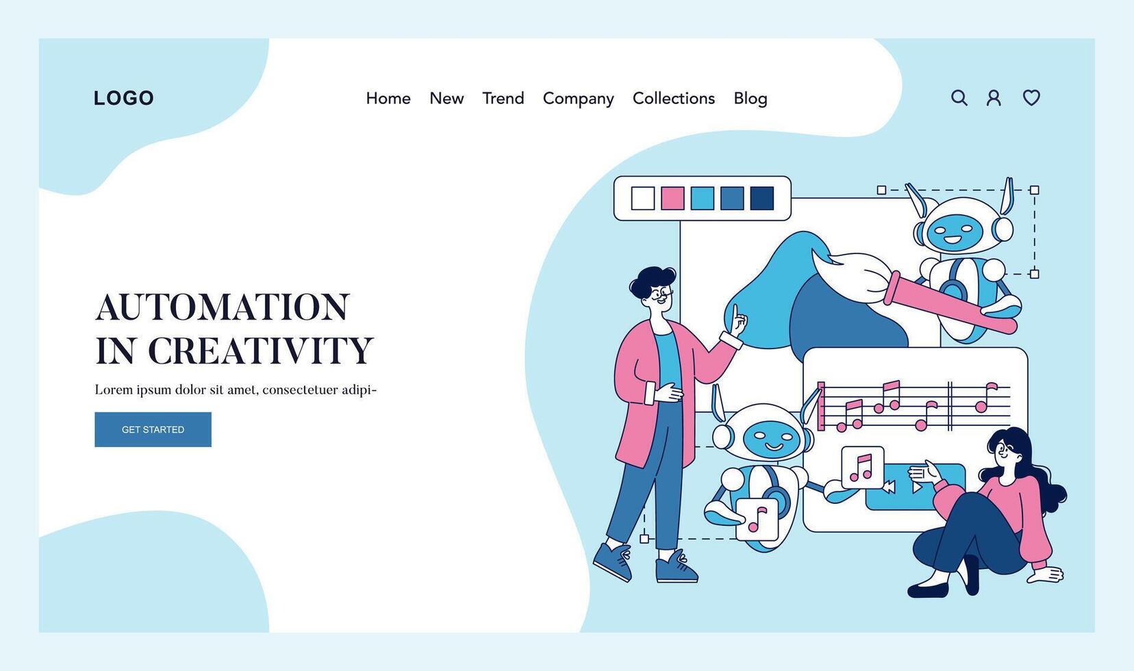 Automation In Creativity. Flat Illustration vector