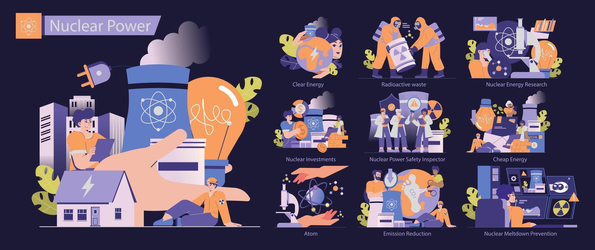 Nuclear Power. Flat Illustration vector