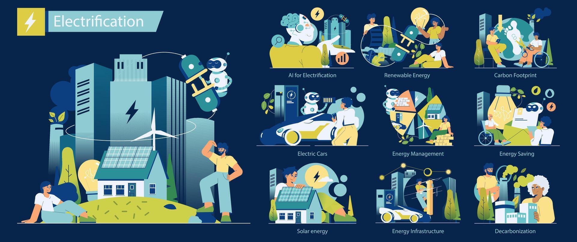 Electrification. Flat Illustration vector
