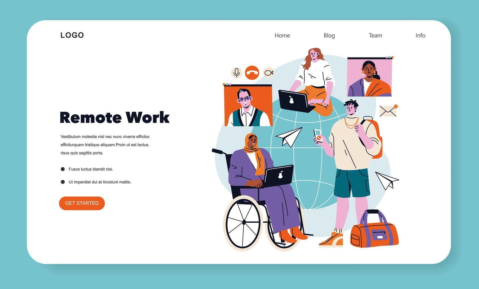 Remote Work. Flat Illustration vector