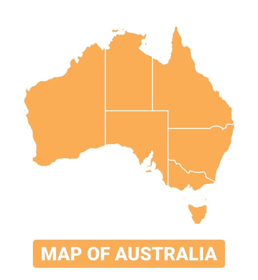 Australia country orange map simple flat border outline illustration vector