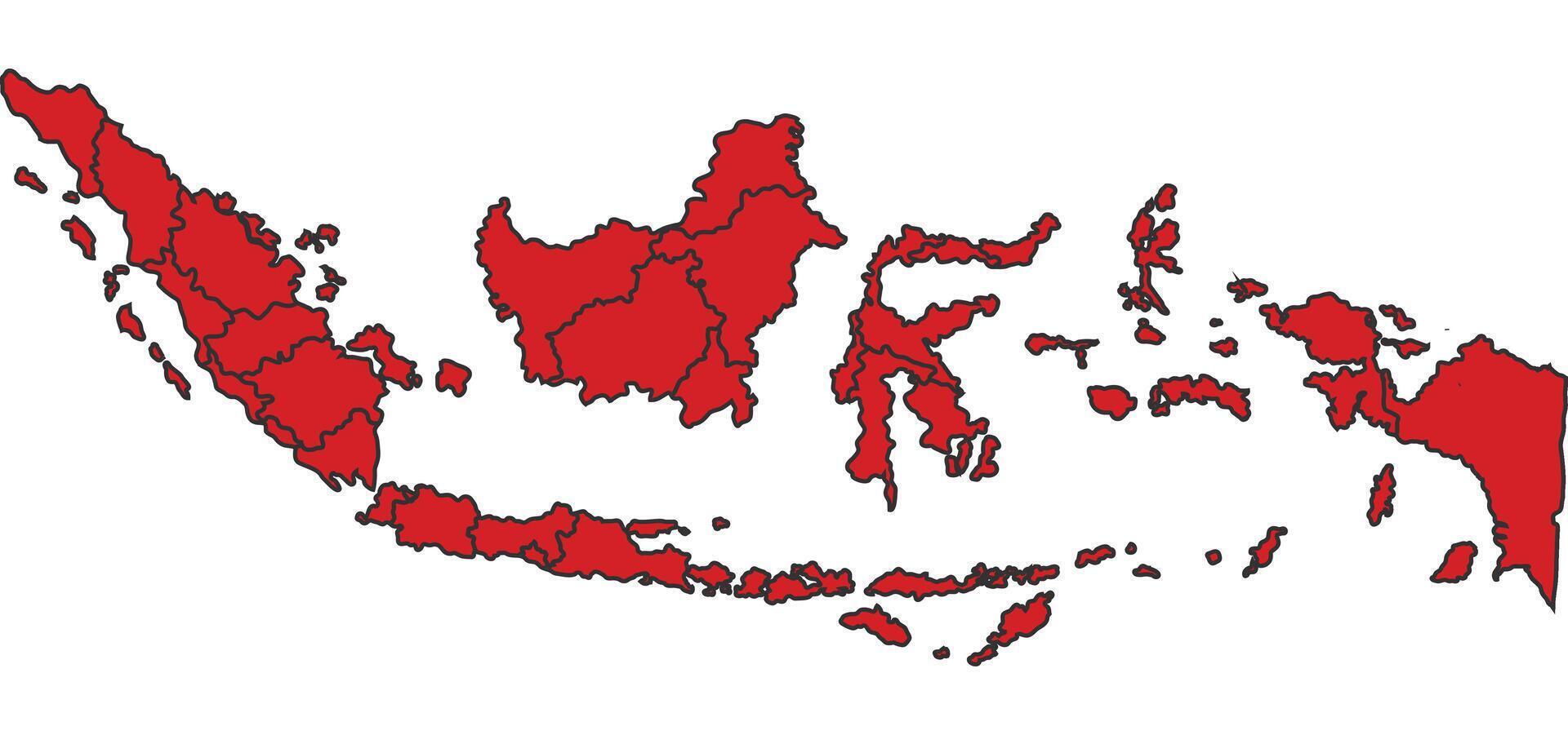 Indonesia Red map with border of regions outline vector