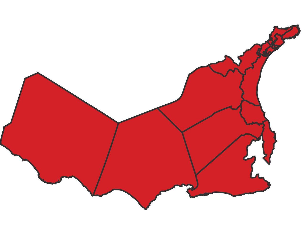 Oman Red map with border of regions outline vector