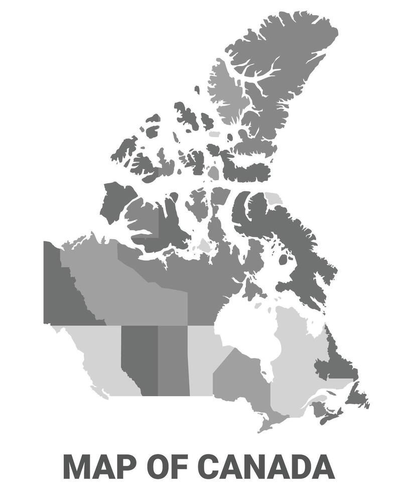 Canada Greyscale political map simple flat illustration vector