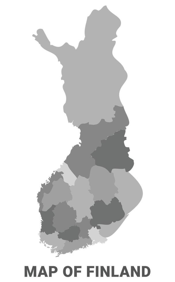 Finland Greyscale political map simple flat illustration vector