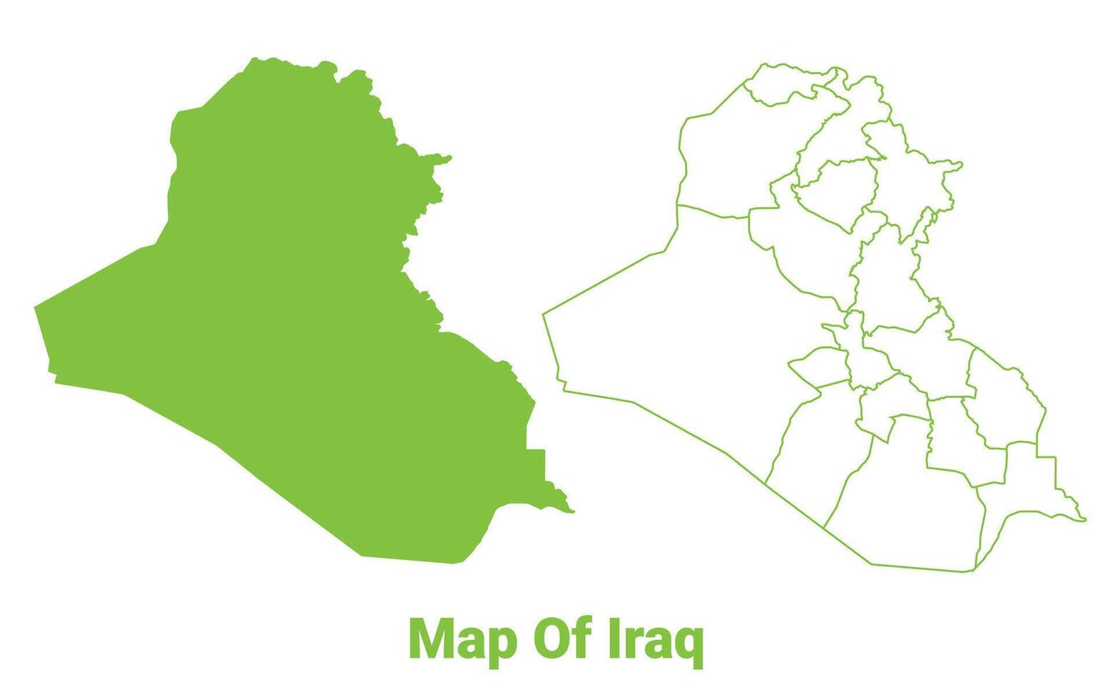 Green Iraq map outline and flat illustration vector