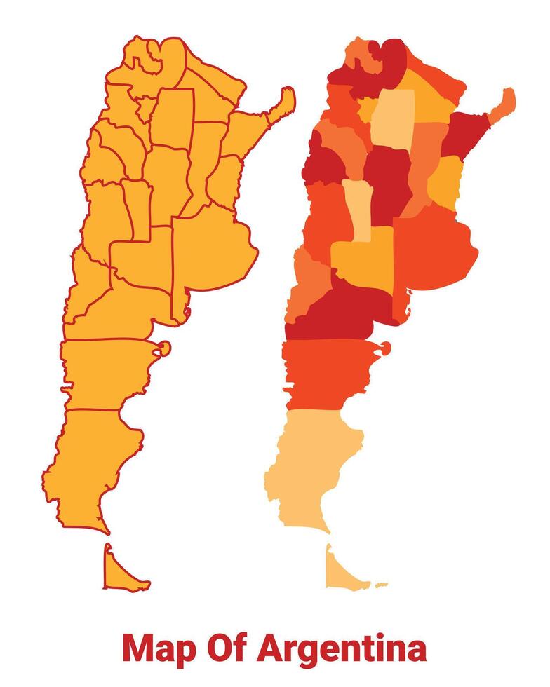 Argentina Map Yellow regions orange political map vector