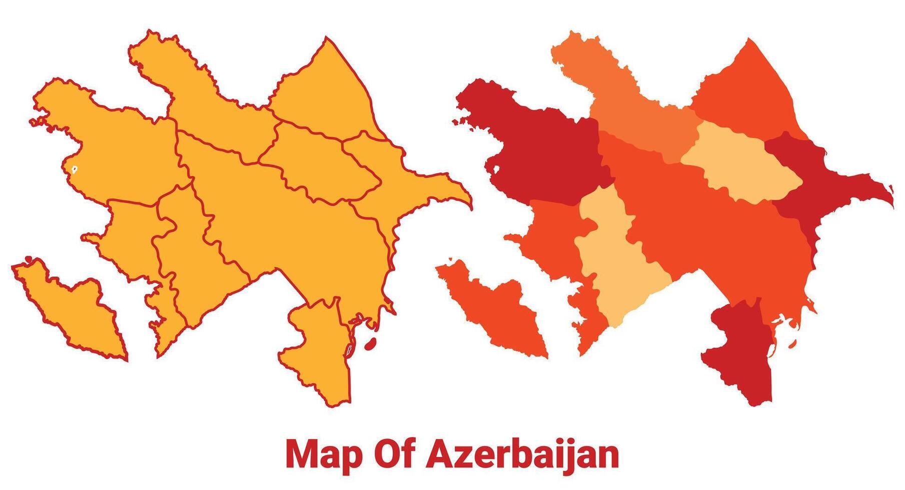 Azerbaijan Map Yellow regions orange political map vector