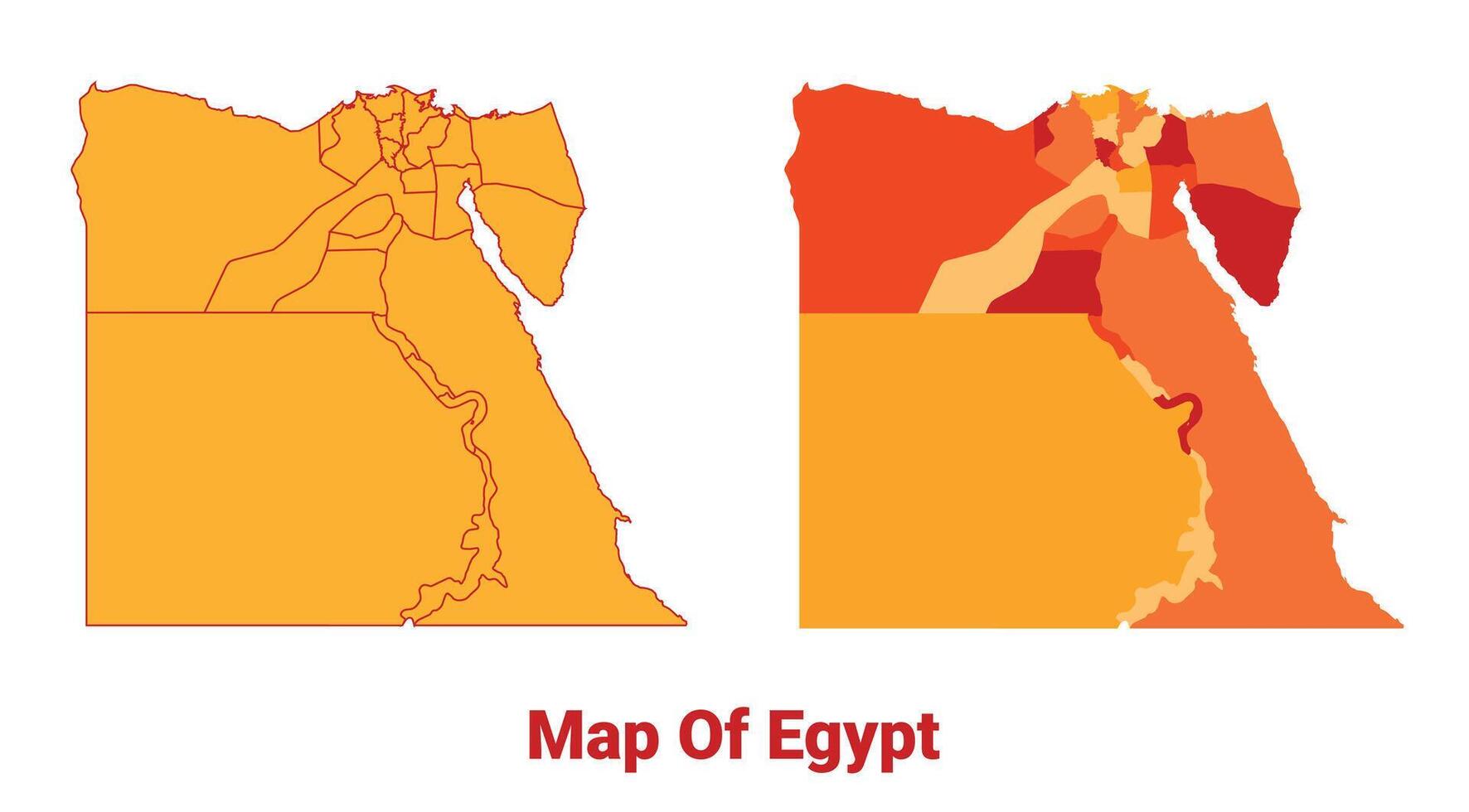 Egypt Map Yellow regions orange political map vector
