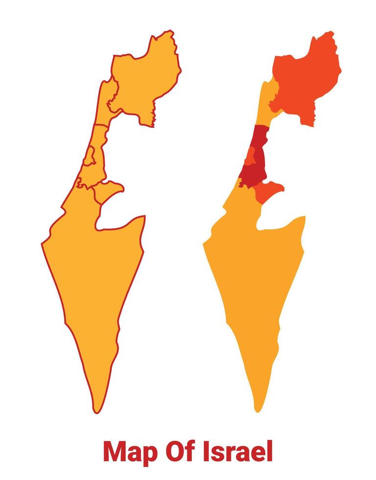 Israel Map Yellow regions orange political map vector
