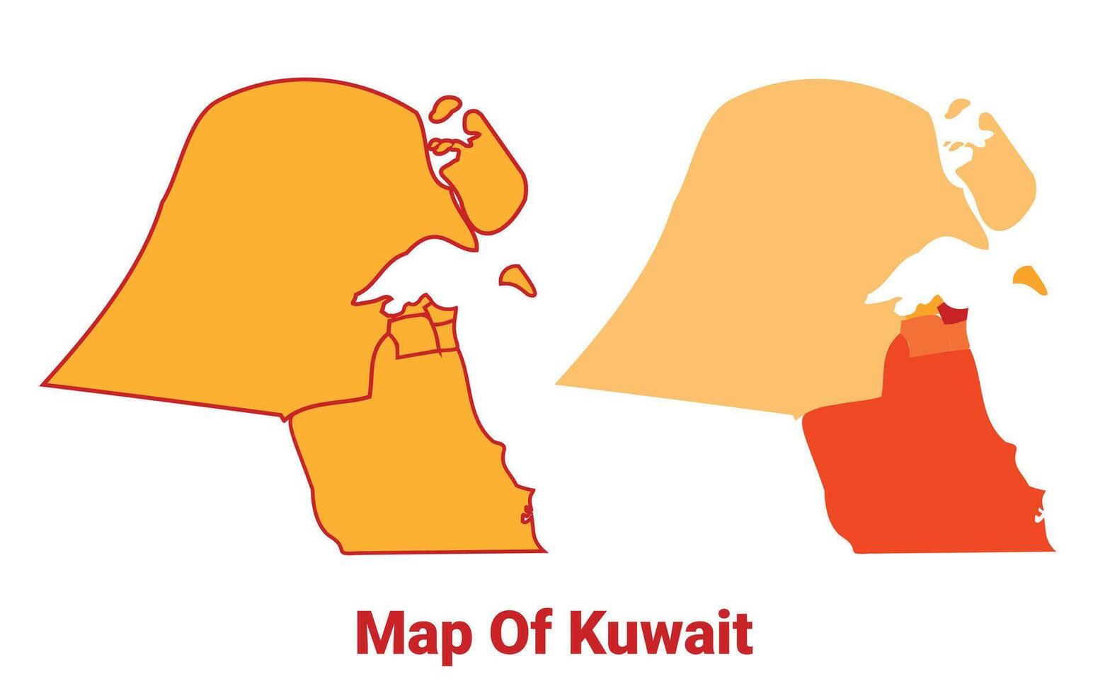 Kuwait Map Yellow regions orange political map vector