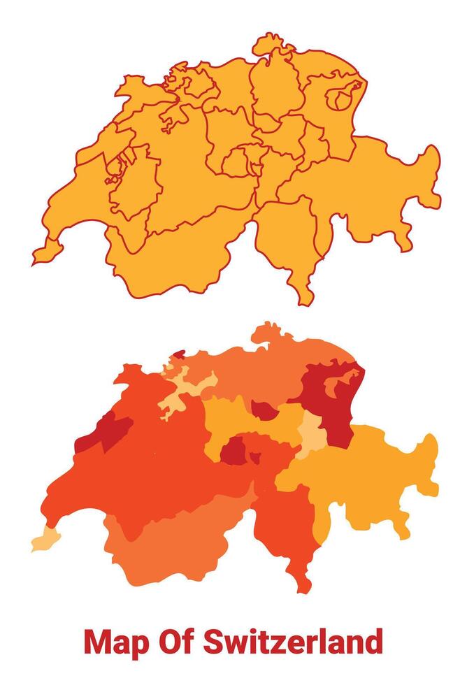 Switzerland Map Yellow regions orange political map vector