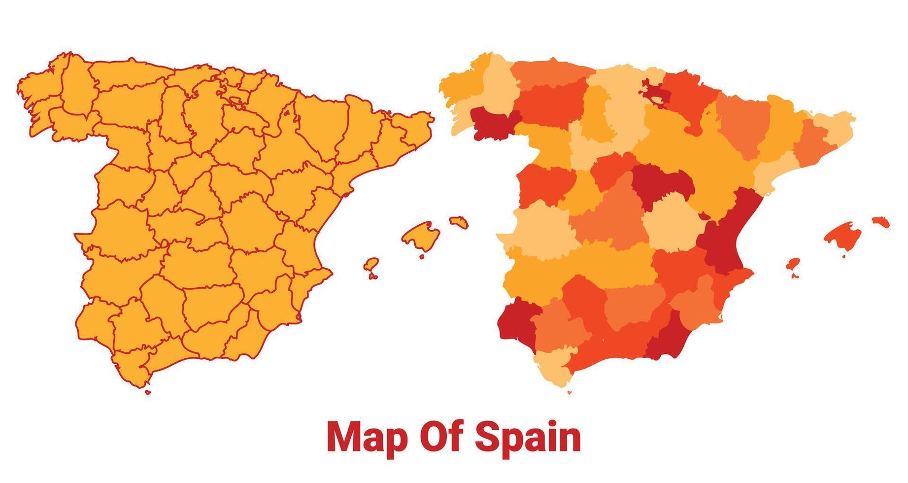 Spain Map Yellow regions orange political map vector