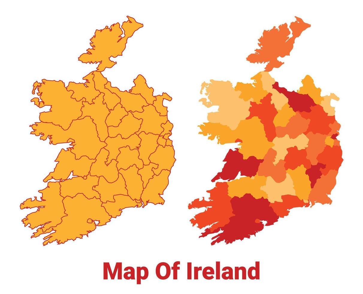 Ireland Map Yellow regions orange political map vector