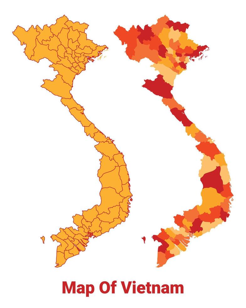 Vietnam Map Yellow regions orange political map vector