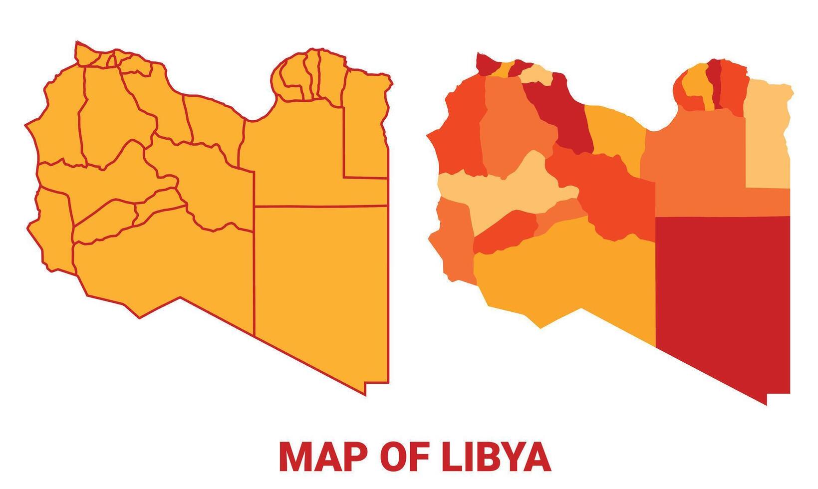 Libya Map Yellow regions orange political map vector