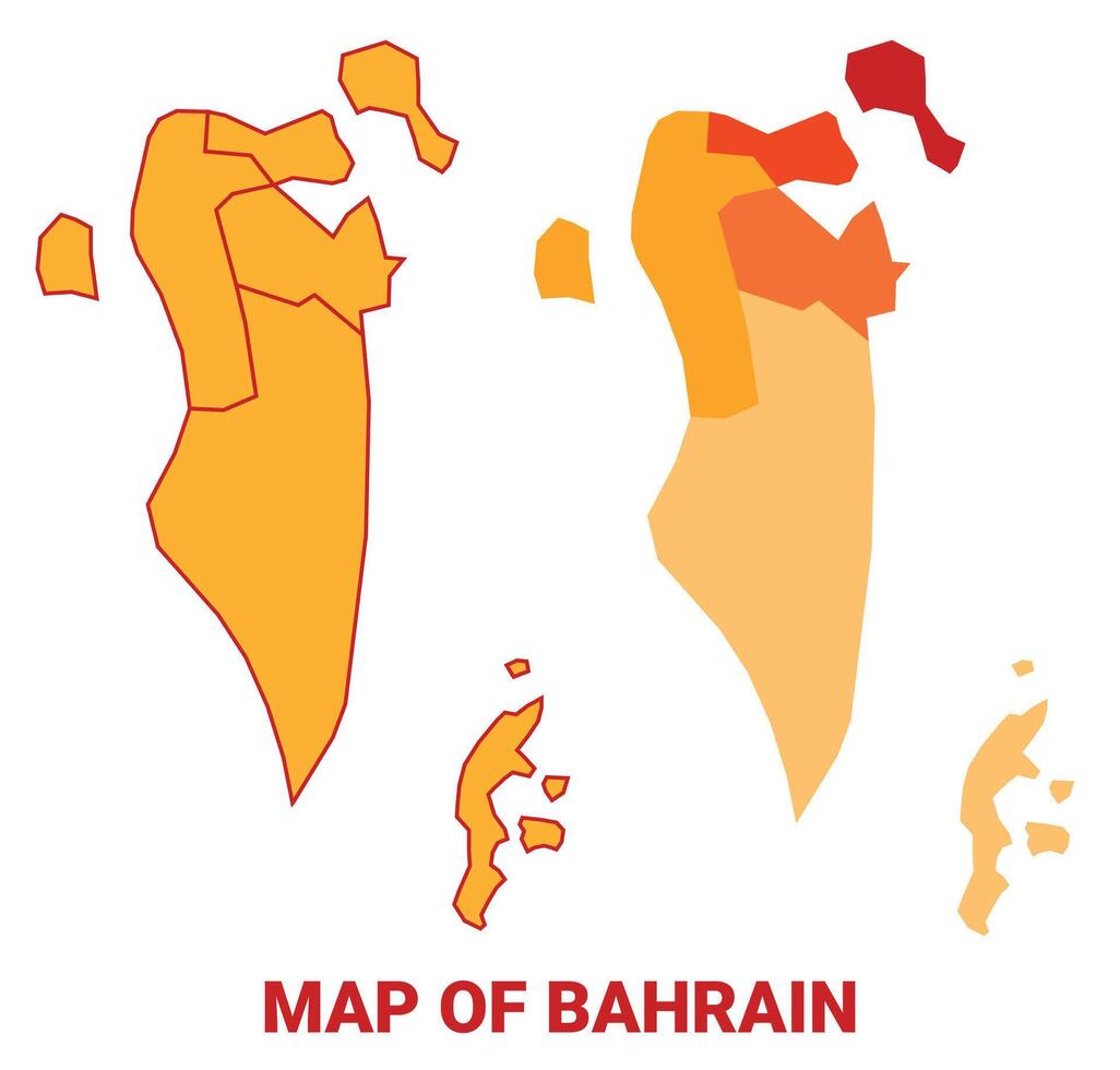 Bahrain Map Yellow regions orange political map vector