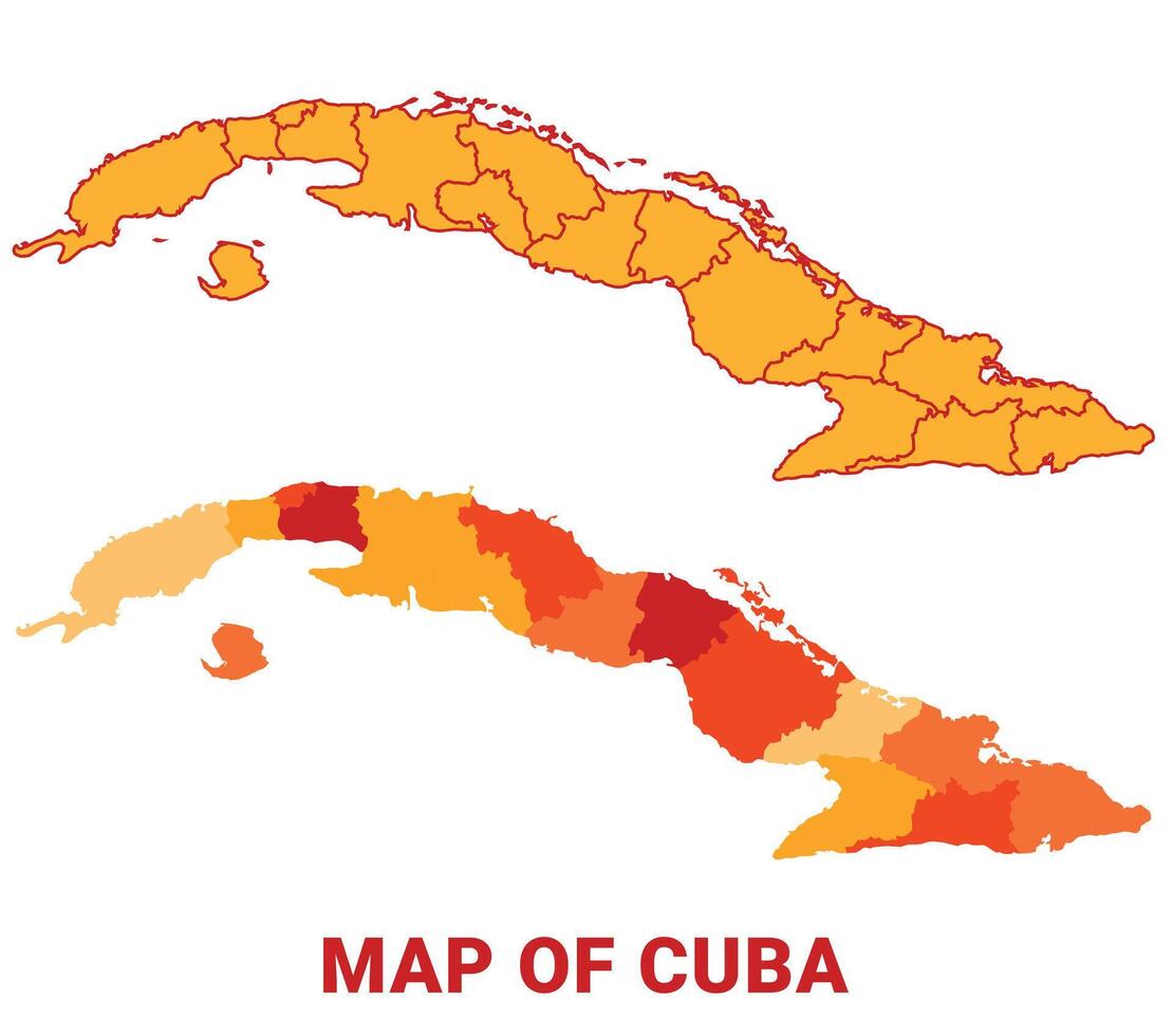 Cuba Map Yellow regions orange political map vector