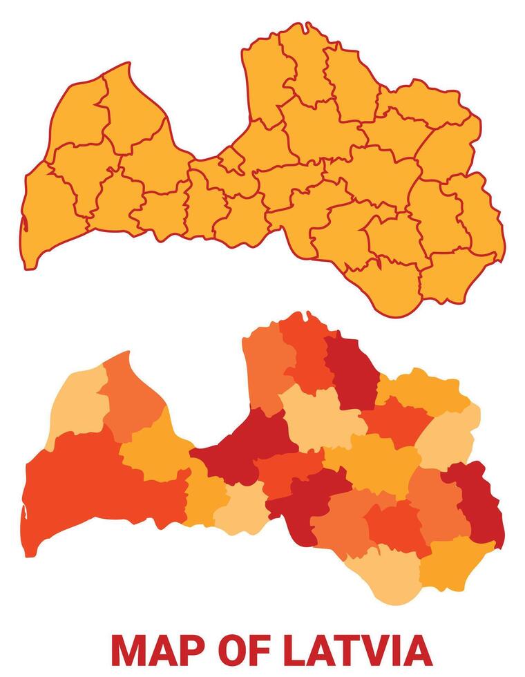 Latvia Map Yellow regions orange political map vector