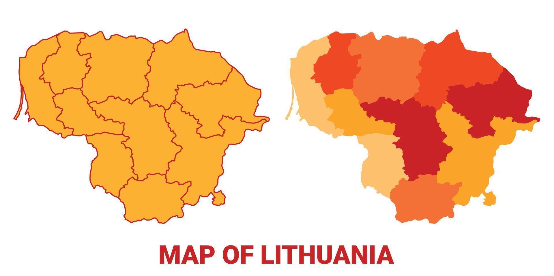 Lithuania Map Yellow regions orange political map vector