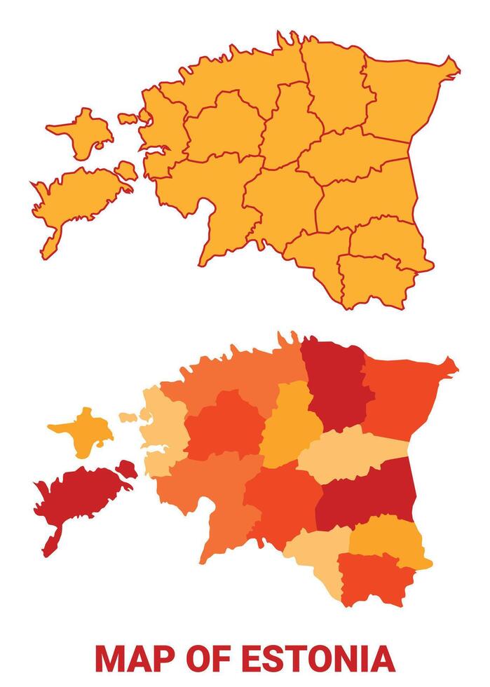 Estonia Map Yellow regions orange political map vector