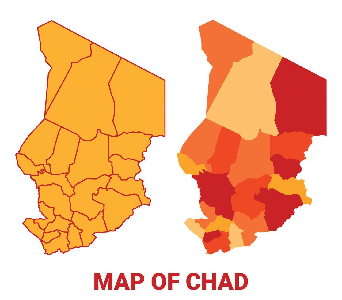 Chad Map Yellow regions orange political map vector