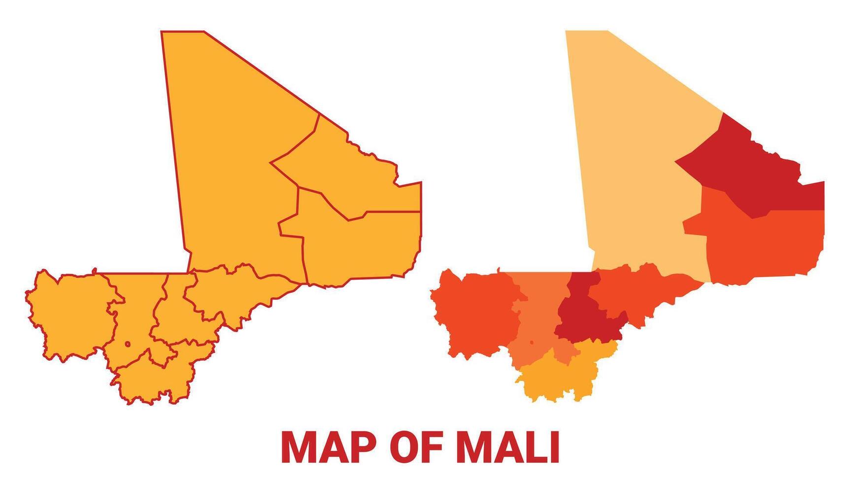 Mali Map Yellow regions orange political map vector
