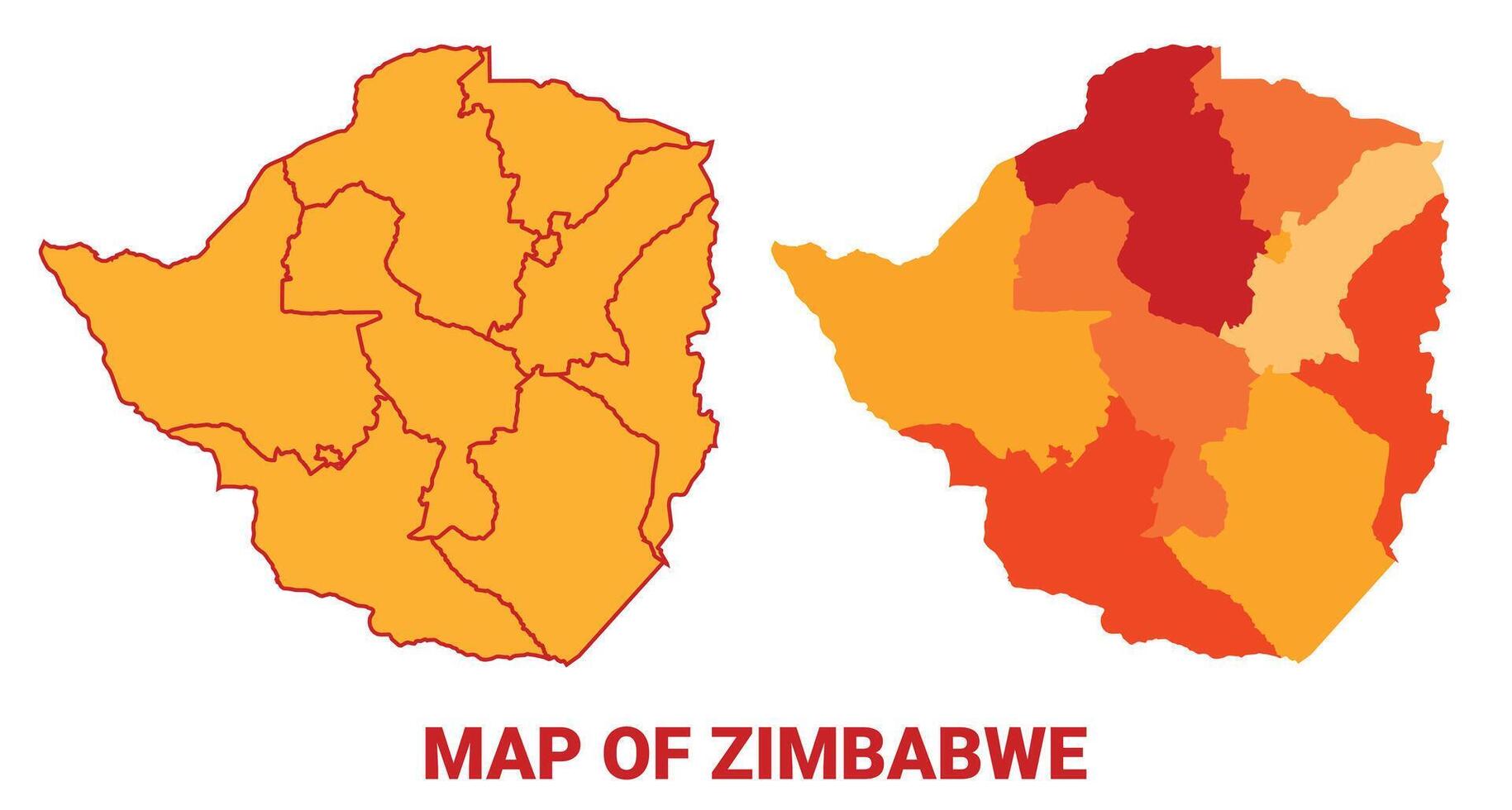 Zimbabwe Map Yellow regions orange political map vector