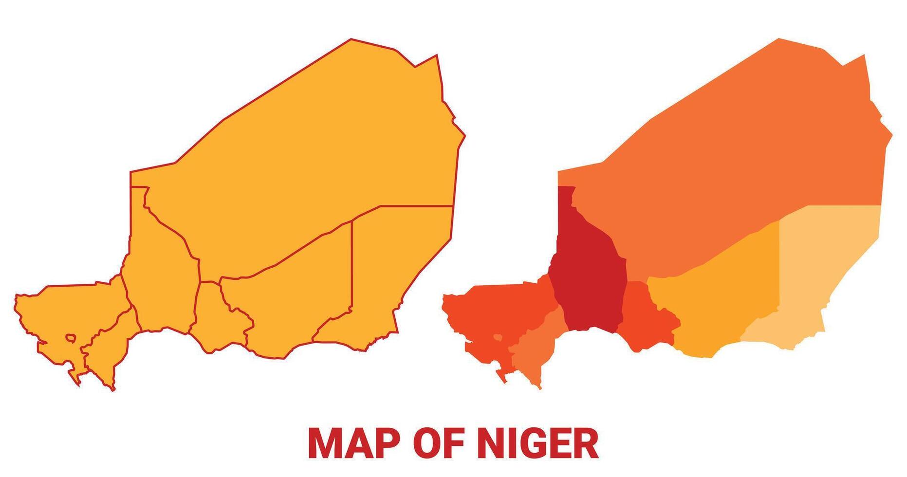 Niger Map Yellow regions orange political map vector