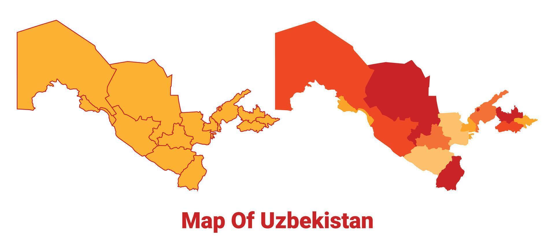 Uzbekistan Map Yellow regions orange political map vector