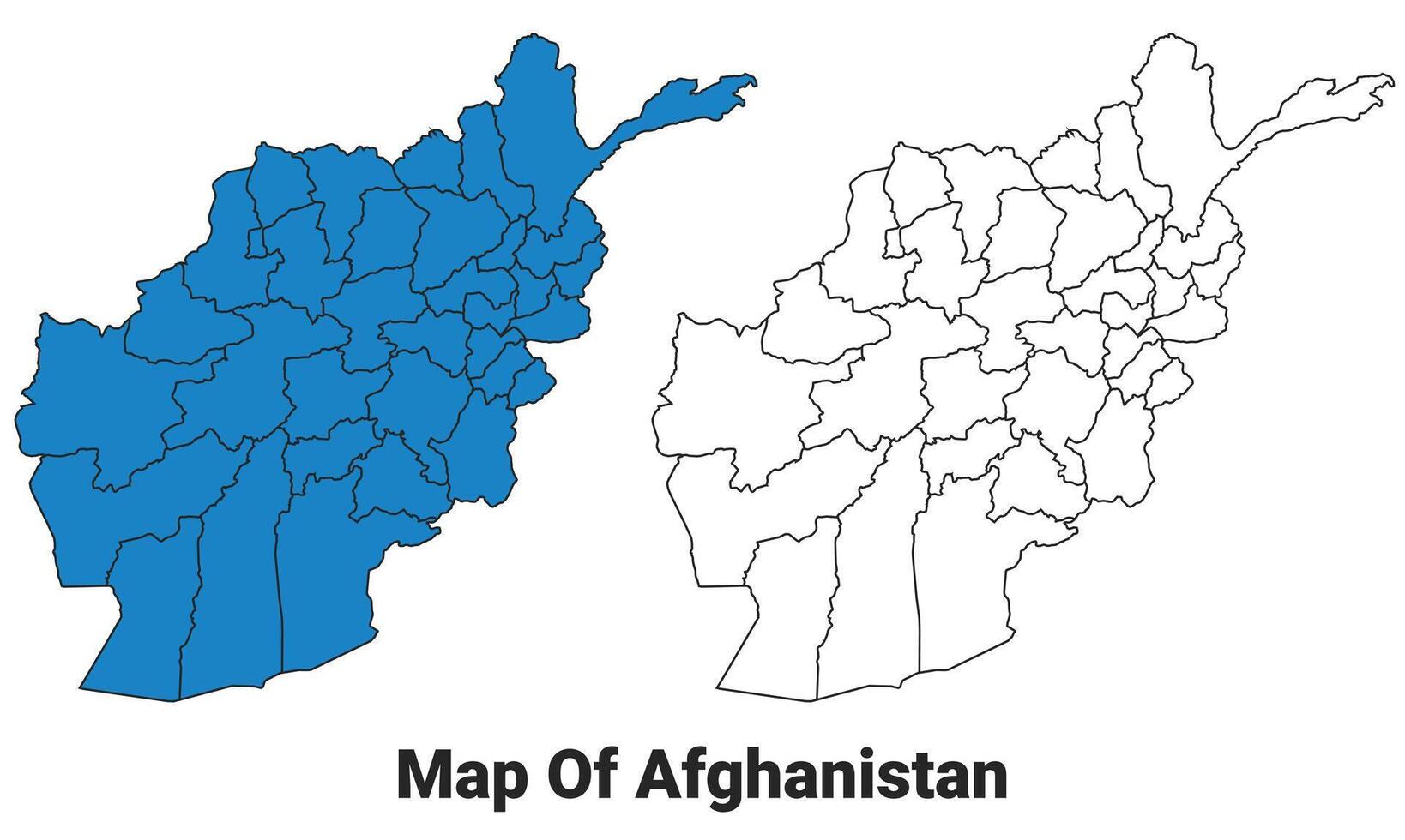 Afghanistan Blue detailed outline map border regions outline set vector